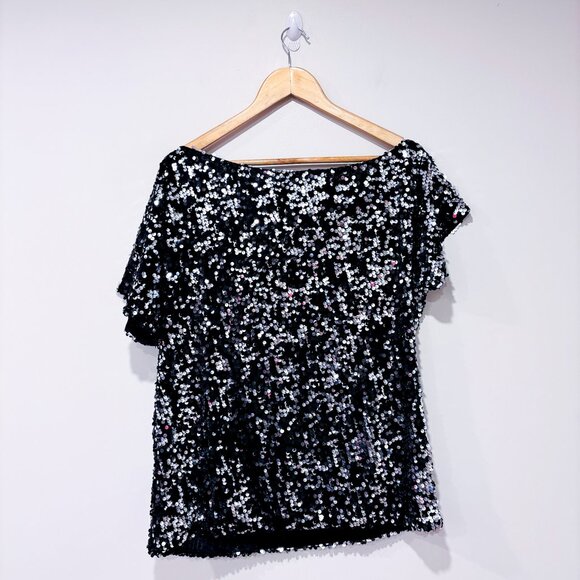 ANNA KACI Black Sequin Off-Shoulder Top | Large * - Picture 2 of 9